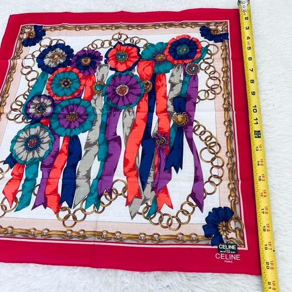 CELINE Paris Multicolor Square Bandana/Scarf NWOT - Picture 11 of 11